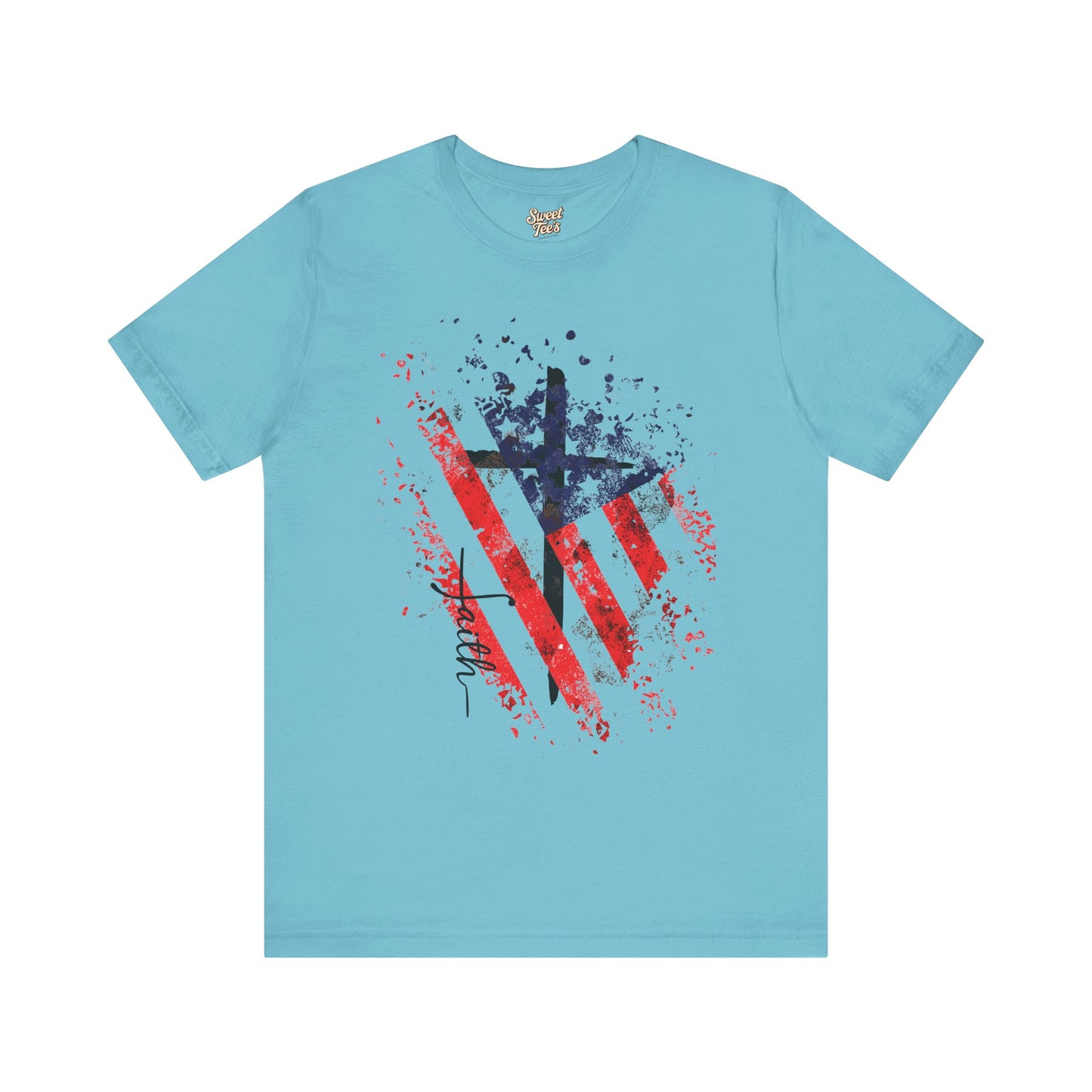 Patriotic Heart Unisex Tee - Red, White, and Blue Design