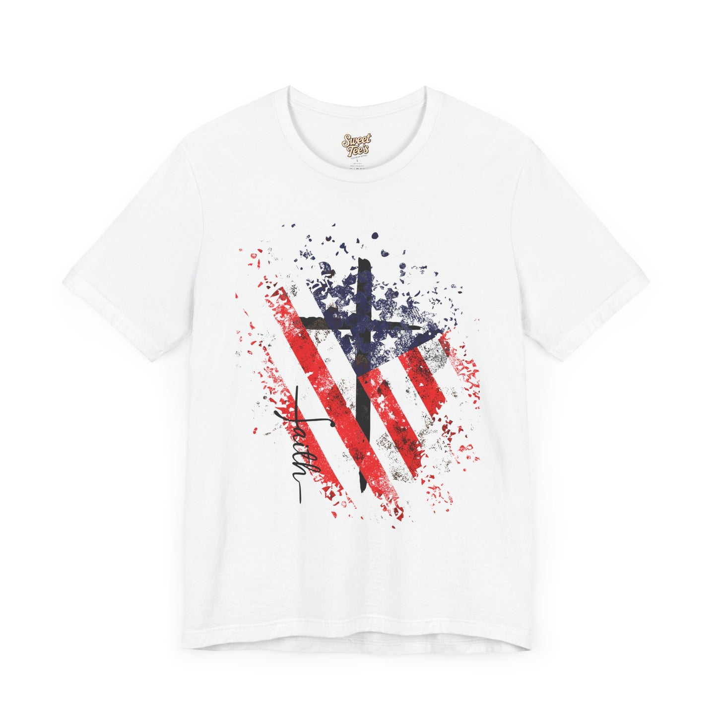 Patriotic Heart Unisex Tee - Red, White, and Blue Design