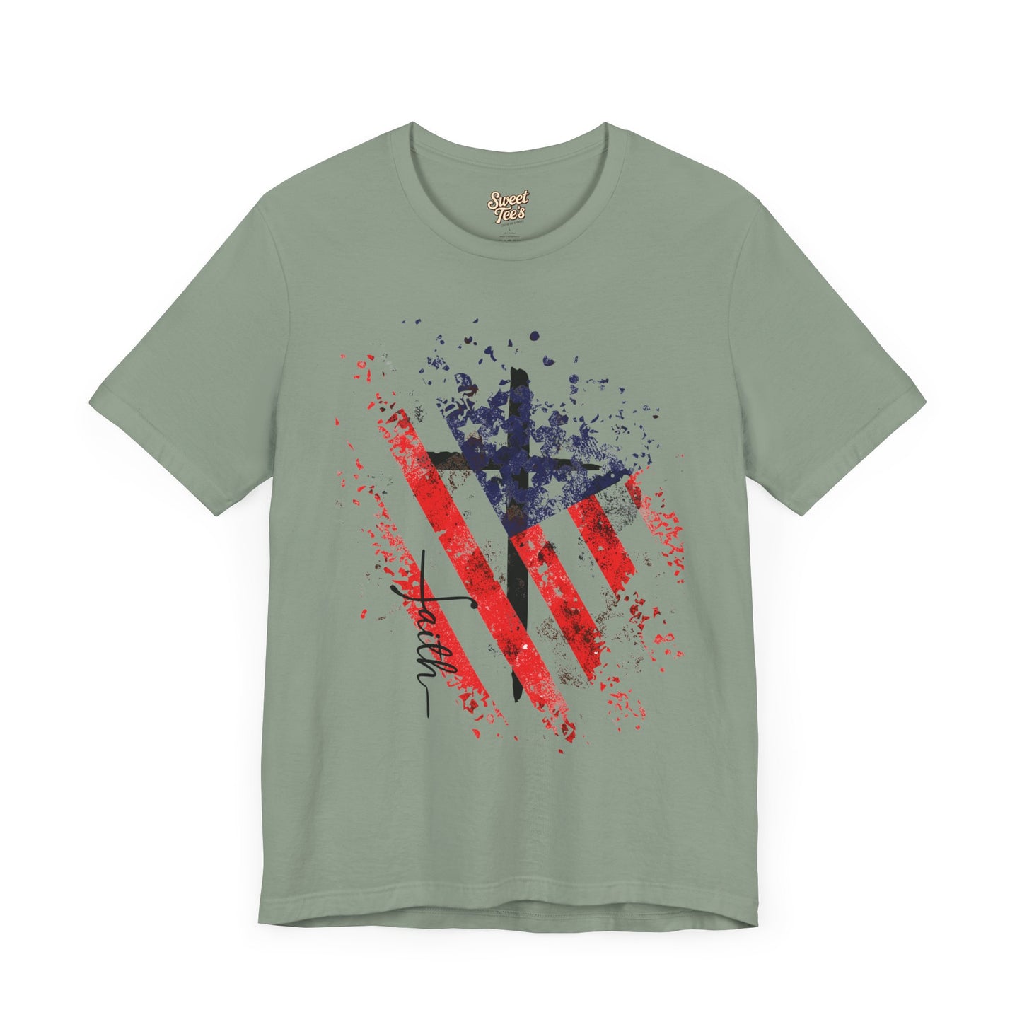 Patriotic Heart Unisex Tee - Red, White, and Blue Design